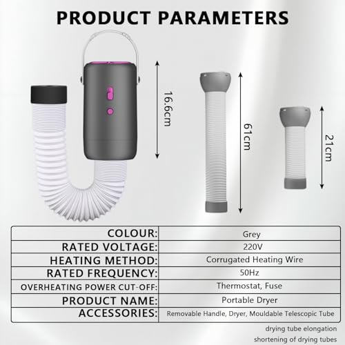 Tragbarer Wäschetrockner, Automatischer Mini Reise Wäschetrockner mit Konstanter Temperatur für Unterwäsche, Höschen, Fitnessstudio, Shorts, Haustierkleidung (EU-Stecker 220 V)