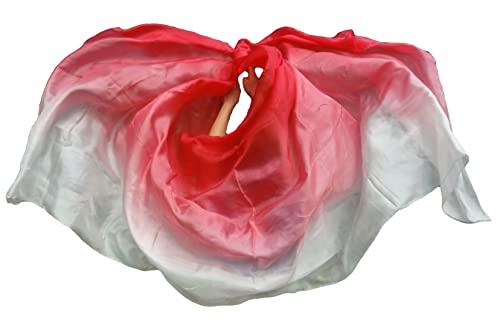 Winged Sirenny 3yds Belly Dance Silk Veil Gradient Color, Real Silk Luxury Bellydance Scarf with Hand Rolled Edges