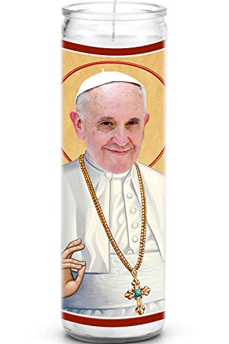 Pope Francis Celebrity Prayer Candle - Catholic Saint Candle - 8 inch Glass Prayer Votive - 100% Handmade in USA - Religious Celebrity Novelty Gift