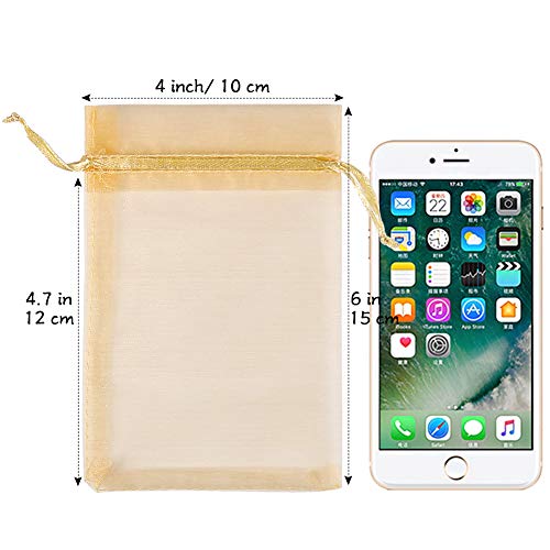 HRX 100pcs Gold Organza Gift Bags