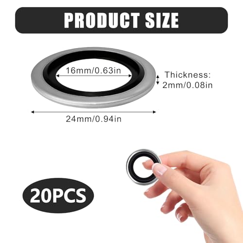 20 Stück Dichtring Ölablassschraube – Ölablassschraube Dichtung Set 16x24x2 mm, Dichtung der Ölablassschraube Ersatz 110265505R 6079970345 – kompatibel mit Clio, Captur, Megane, Espace, Opel Corsa