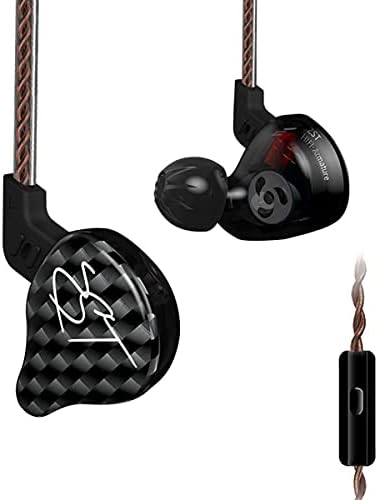 Yinyoo in Ear Monitors, CCZ Coffee-Bean Wired Earphones Headphones, In-Ear Headset with 1DD HiFi Bass Sound for Musicians Singers Stage, Lightweight Running Audiophile IEM (Without mic, Black)