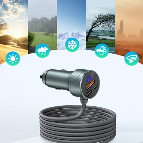Adaptador coche USB C multipuerto con carga rápida y voltímetro 6