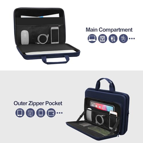 Image of MOSISO Hard Shell Laptop Sleeve Compatible with MacBook Pro 16 inch 2024-2019 M4 M3 M2 M1 /Pro Retina 15 A1398,15-15.6 inch Notebook Computer,Laptop Case with Front Pocket&Belt for Men Women,Navy Blue