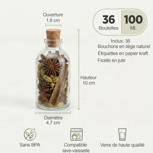 Mini bouteille verre vide de 100ml à offrir : idéal pour mignonette alcool - 3