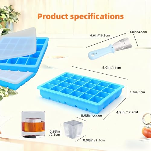 Bandejas de silicona para hielo con tapa, 20 cavidades miniatura 3