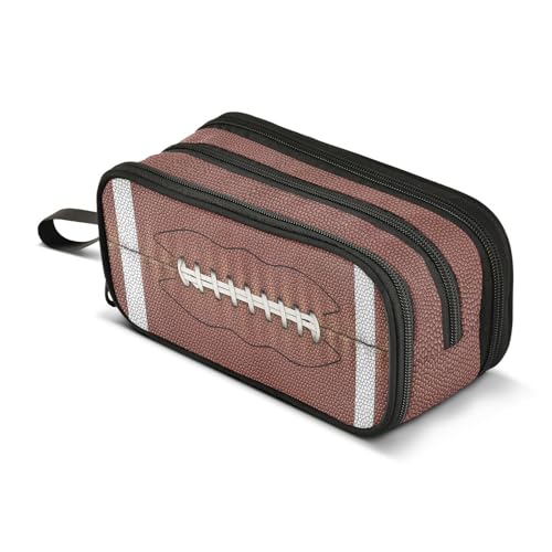 Image of ZAZYXTJ American Football Large Capacity Pencil Case 3 Compartment Pen Pouch Storage Canvas Makeup Bag for School Office Teen Girl Boy Men Women