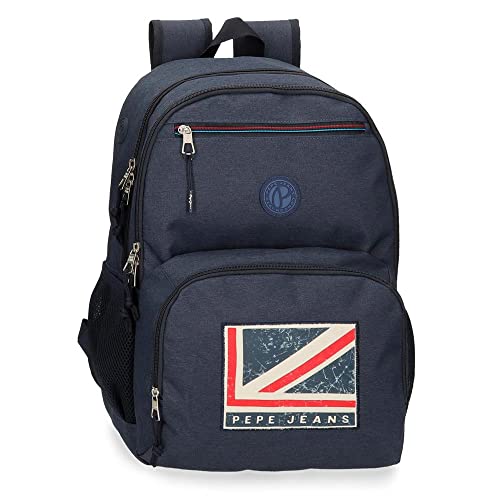 Pepe Jeans Aidan Mochila Escolar Doble Compartimento Adaptable a Carro Azul 33x46x16 cms Poliéster 25,81L