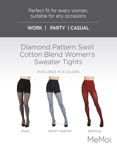 MeMoi Diamond Pattern Swirl Cotton Blend Women's Sweater Tights2