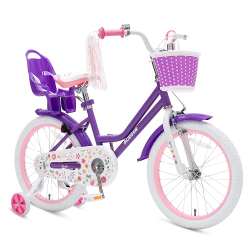 Image of Bixike Princess Style Girls Bike with Basket for 2-13 Years Old Kids and Toddlers, 12 14 16 18 Inch Bicycle for Children with Training Wheels and Streamers, 20 Inch with Kickstand, Multiple Colors