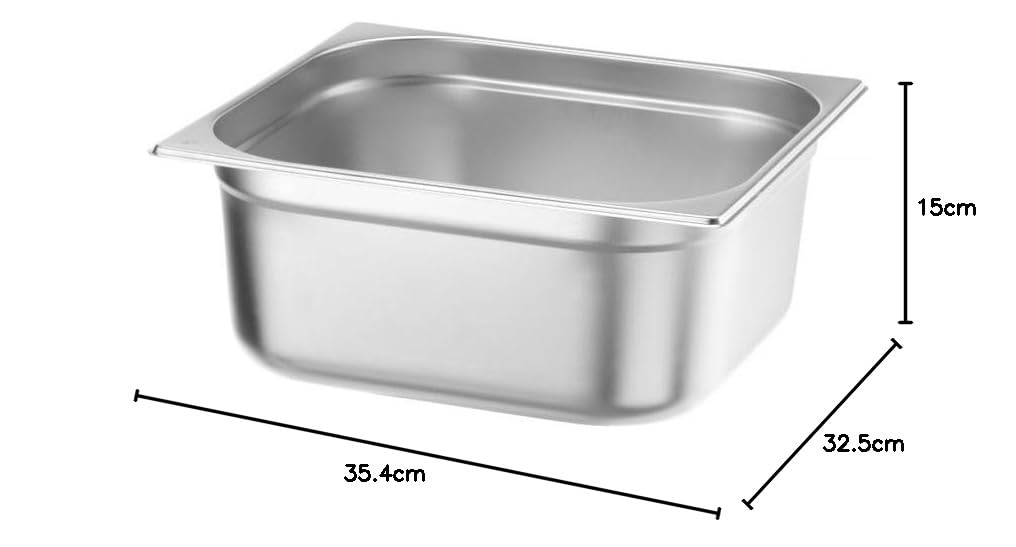 HENDI Contenitore Gastronorm GN 2/3, Budget Line, resistenza termica -40 °C a 250 °C, per forno e bagnomaria, 13L, 354x325x(H) 150mm, acciaio inox