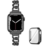 [Aniaboho] Apple Watchバンド アップルウォッチ バンド ケース付き Apple Watch金属チェーンベルト アップルウォッチバンド SE series 6 5 4対応 40mm リング型 ギフト工具付き（ブラック、40mm series 6 5 4 SE）