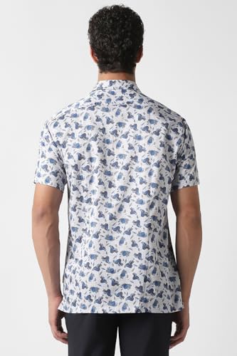 Image of Van Heusen Men's Cotton Slim Fit Print Half Sleeves Casual Resort Collar Shirt