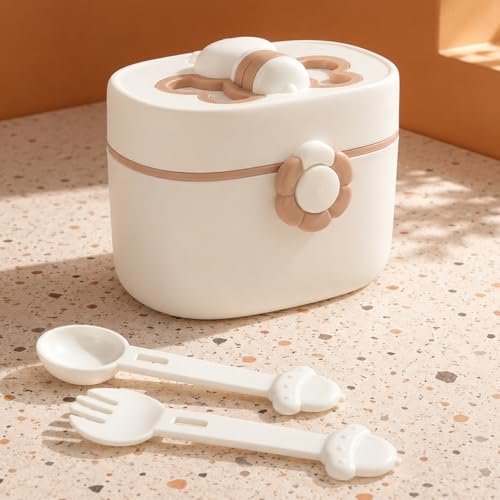 Image of StarAndDaisy Formula Milk Container for Baby Milk Powder Container with Scoop Holder, Portable Formula Dispense, Airtight First Feed Baby Food Storage Box /Container for Travel 200 Grams -Off White