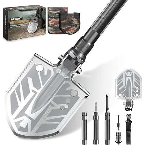 Sahara Sailor Unbreakable Tactical Shovel-180 Degree Folding Shovel-Camping Shovels - 23 in 1 Survival Gear and Equipment Multifunctional Camping Gear Survival Tools for Caping Hiking Cover
