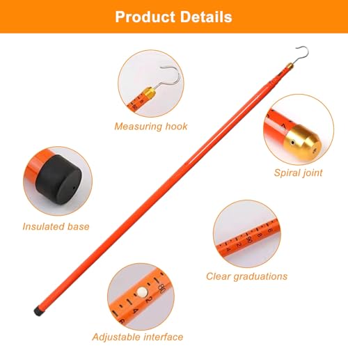 Vara de medición portátil de 10 m, Varilla de medición de Resina epoxi para Trabajos eléctricos, 8 Secciones - Herramienta de medición de precisión para contratistas y Aficionados al bricola