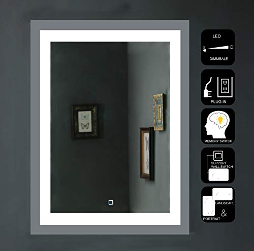 JOVOL Dimmable LED Lighted Bathroom Mirror| Wall Mounted Vanity Mirror with High Lumen