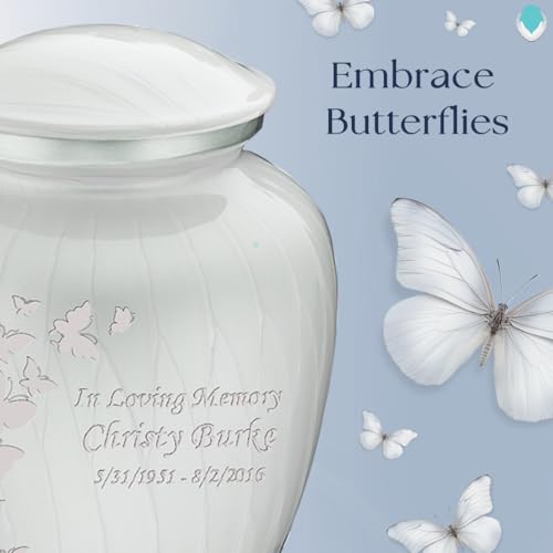 Image of Geturns- Adult Custom Butterfly Cremation Urns for Human Ashes I Pearl White Large Funeral Urn for Female and Male I 200 lbs