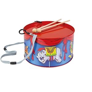 Lena tin toys 52609 – Blikken trommel met zweefmolen Ø 20 cm, kindertrommel van blik, 2 drumstokken, slaginstrument voor…