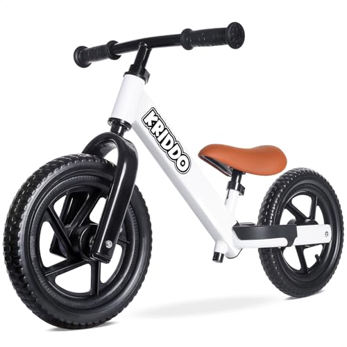 KRIDDO Balance Bike 2 Year Old, Toddler Balance Bike for Kids Aged 2-5, with DIY Colorful Stickers, Non-Slip Sporty Footrest, Racing-Style Frame, Gift for 2-4 Boys and Girls, White