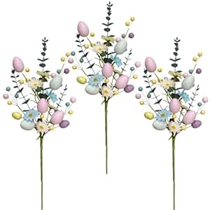 3 Pack Easter Branches Picks Stems Glitter Fake Twig with Pastel Eggs Berries Eucalyptus for Vases Farmhouse Floral Decor Artificial Berry Stems for Vase (F) 3 Pack Easter Branches Picks Stems Glitter Fake Twig with Pastel Eggs Berries Eucalyptus for Vases Farmhouse Floral Decor Artificial Berry Stems for Vase F
