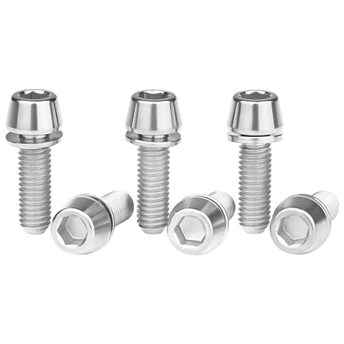 Image of Titanium Ti Allen Hex M5x16 18mm Tapered Head Bolt with Washer Screw for Bicycle Stem Parts Pack of 6 (Normal Titanium, M5x16mm)