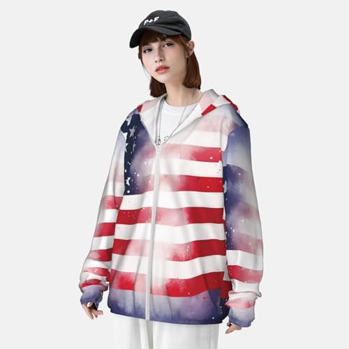 Men's Sun Protection Shirts American Flag and Stars Long Sleeve Sun Shirt for Fishing Running Hiking Swim4