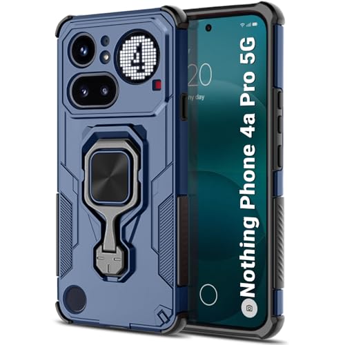 Image of TheGiftKart Tough Armor Bumper Back Case Cover for Nothing Phone 4a Pro 5G | Ring Holder & Kickstand in-Built | 360 Degree Protection Back Case Cover for Nothing Phone 4a Pro 5G (PC & TPU, Black)