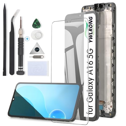 YWLRONG for Samsung Galaxy A16 5G Screen Replacement for Samsung A16 5G SM-A166U SM-A166B SM-A166P SM-A166E Display Touch Screen Digitizer Assembly Replacement with Toolswith Frame