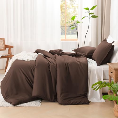 Litanika Brown Comforter Set Full Size, 3 Pieces Lightweight Solid Bedding Comforter Set, All Season Fluffy Bed Set (79x90In Comforter & 2 Pillowcases) - Thumbnail 5
