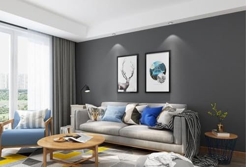 Image of WALLMATE Grey Wallpaper Matte Solid Gray Contact Paper Texture Self-Adhesive Peel and Stick Thick Removable Wallpaper for Bedroom Cabinets Livingroom (24 x 150 inch, Dark Grey Matte)
