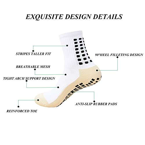 Men's Grip Soccer Socks Anti Slip Athletic Socks Non Slip Football Basketball Socks with Grip Pads2/4/62