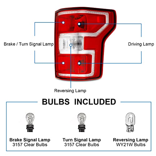 Telpo Right Tail Light Rear Lamp Fit For 2018 2019 2020 Ford F150 F-150 With Bulbs And Harness Passenger Side #TOP1