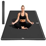 Stepwaver Large Yoga Mat 183x91×0.6cm, Non-Slip, Ultra Durable, Wide Workout Mat, Wide Exercise Mats for Home Workouts, Yoga, Pilates, Stretching (Barefoot Exercise) - Black