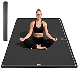 Stepwaver TPE Yogamatte Breit 183x91cm,6mm Dick, Sportmatte Fitnessmatte Rutschfest, Extrem Langlebig,Breite Fitnessmatte für Zuhause, Yoga, Pilates, Training, Stretching–Schwarz