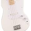 Fender Squier Sonic Bronco Bass Guitar - Arctic White Bundle with Rumble 15 Bass Amplifier, Cable, Tuner, Strap, and Austin Bazaar Instructional DVD
