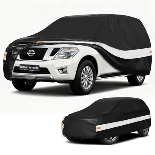 Image of 10 Layers SUV Car Cover Custom Fit for Nissan Armada (2003-2026), Waterproof All Weather for Automobiles, Outdoor Full Cover Sun Dust Rain Protection with Cotton. Black