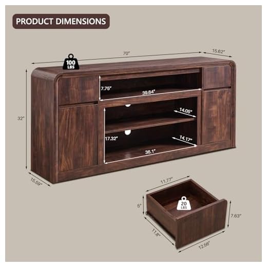 Modern 70 Inch TV Stand with Storage