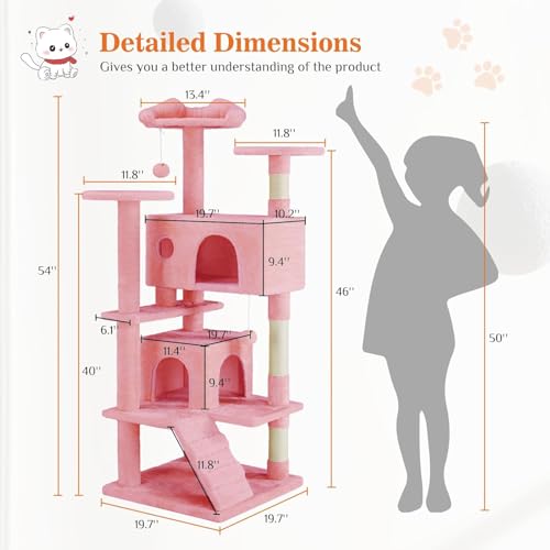 Torre para gatos de 54 pulgadas con rascador y perchas miniatura 2