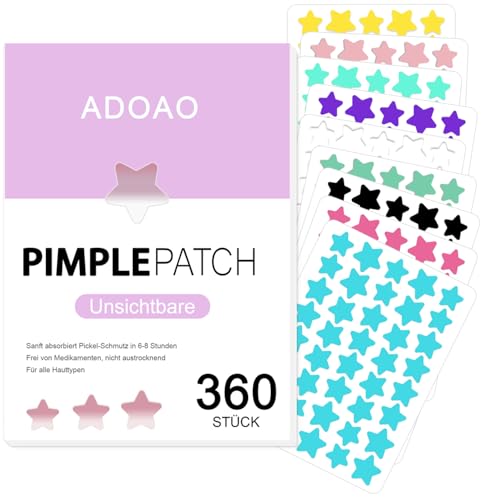 Adoao Stern Pickel Patches – 360 Stück Akne-Pflaster