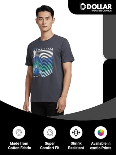 Image of Dollar Men's Pack of 1 Printed Non Zipper Round Neck T-Shirt