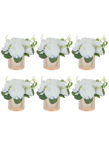 NUPTIO Small Fake Flower in Vase: 6 Pcs Silk Artificial