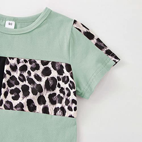 Image of FOCUTEBB Toddler Girl Clothes Baby Leopard T-Shirt Shorts Summer Set 18M-8Y