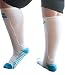 Xpandasox Womens Plus Size/lymphedema Cotton Blend Cushioned Sport Socks White Blue