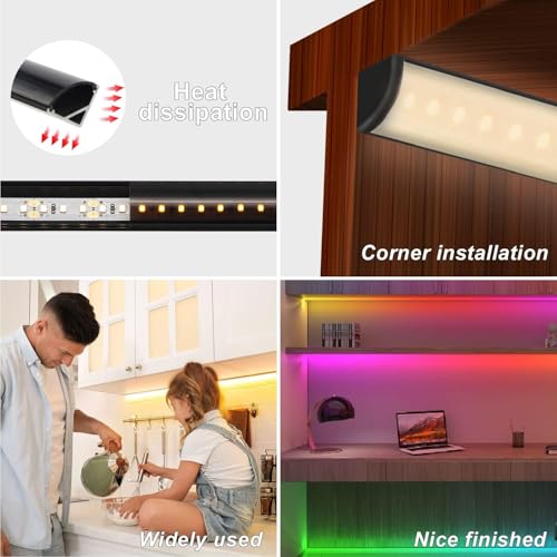 Image of VST 20pack 3.3 ft LED Channel, V Shape Led Diffuser Channel, LED Aluminum Channel System with Black Cover, End Caps and Mounting Clips, Aluminum Profile for LED Strip Light Very Easy Installation