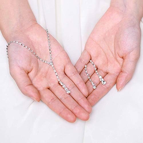 Ushiny Hochzeitsschmuck-Set, Silberfarben, Brautschmuck, Kristall-Halsketten und Ohrringe, Set mit Strass-Halskette für Frauen und Mädchen