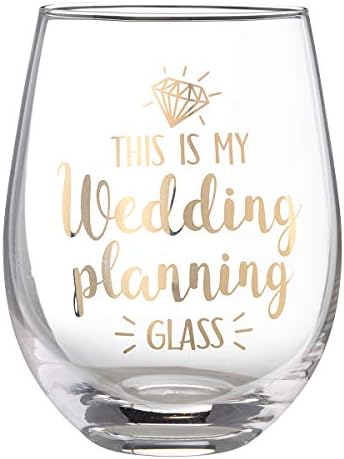 Lillian Rose Wedding Planning Stemless Wine Glass, 1 Count (Pack of 1), Clear