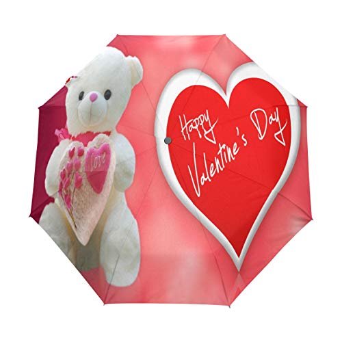 Valentine Bear 3 Folds Auto Open Close Anti-UV Umbrella