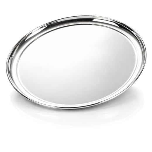 com-four® Servier-Tablett aus Edelstahl Ø 33 cm - rundes Gastro-Tablett - Edelstahl Servierplatte - Deko-Tablett für Buffet, Catering & Hotel (01 Stück - rund 33cm mit Rand)