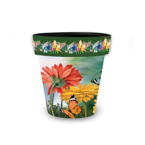 Briarwood Lane Spring Planter 8.5" x 8.5" x 8.5" Butterflies and Daisies Small for Spring Planter